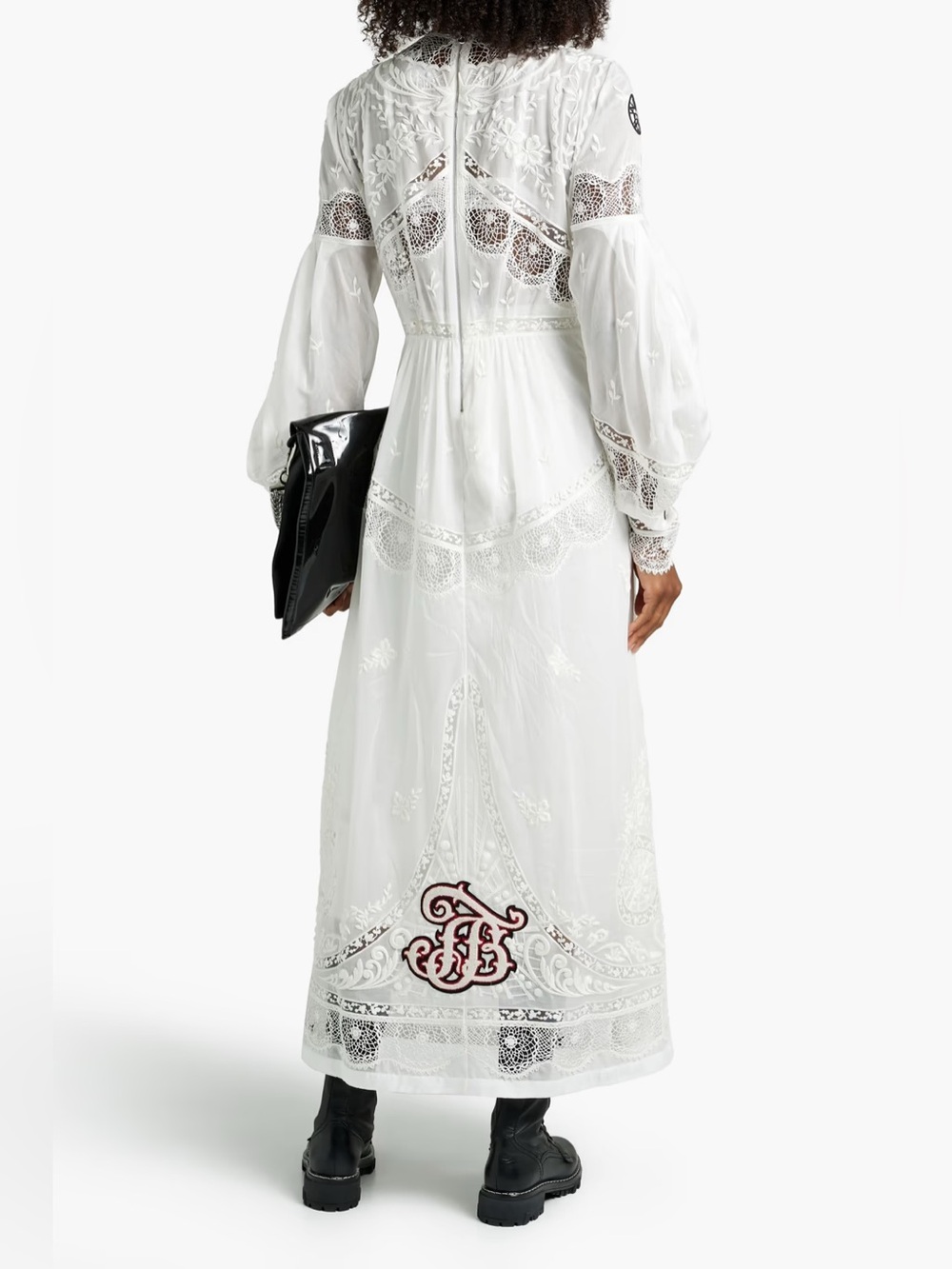 BURBERRY Appliquéd cutout cotton-voile and crocheted lace Maxi Dress MSRP $13900 - Picture 3 of 13
